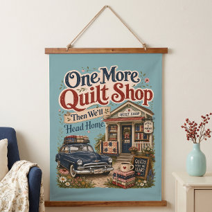 One More Quilt Shop Vintage Cottage Scene Hanging Tapestry