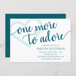 One More to Adore   Aqua Teal Heart Baby Shower Invitation