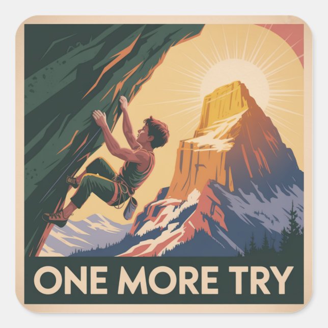 One More Try Square Sticker (Front)