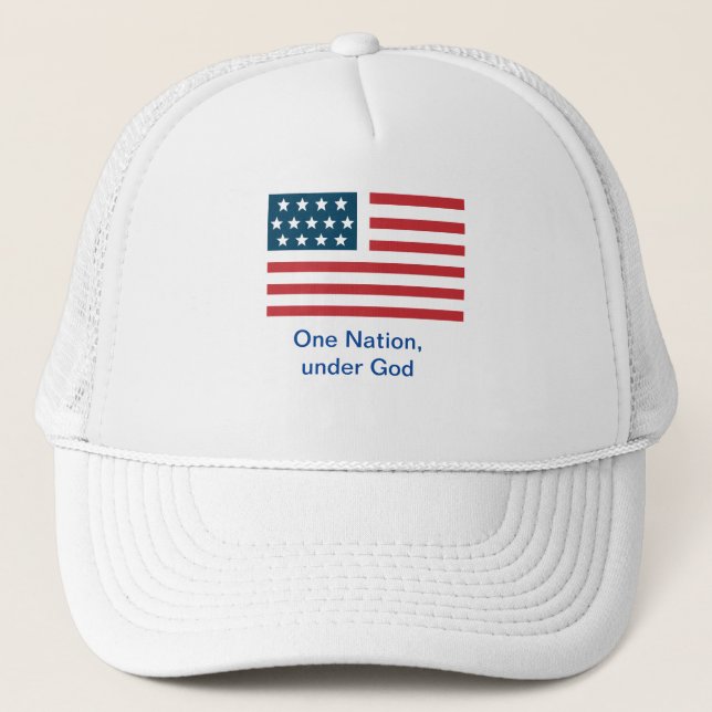 "One Nation..." American Flag Trucker Hat (Front)