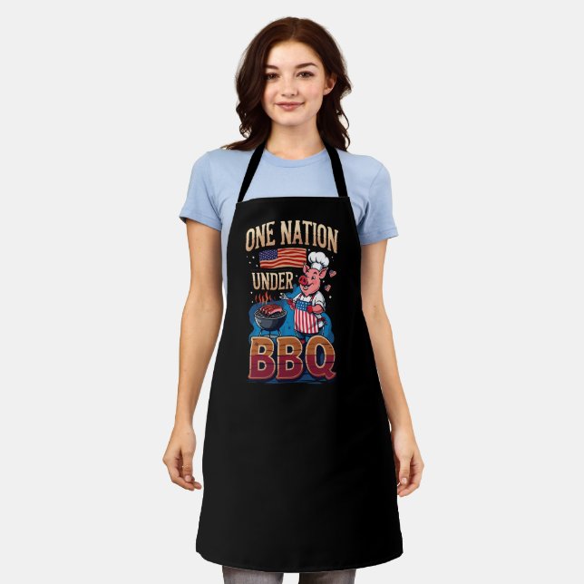 One Nation Under BBQ – Vintage Chef Grillmaster Apron (Worn)