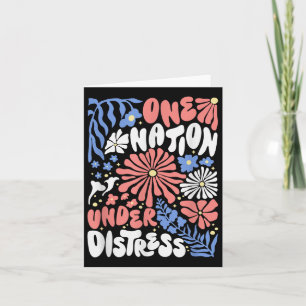 One Nation Under Distress Floral America Flag Chri Card