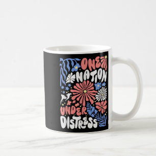 One Nation Under Distress Floral America Flag Chri Coffee Mug