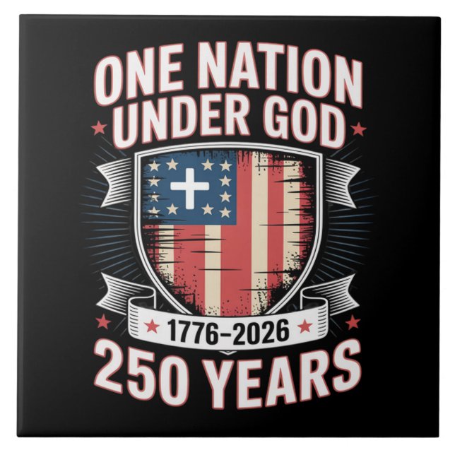 One Nation Under God 1776 2026 Ceramic Tile (Front)