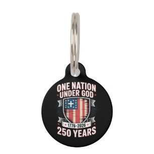 One Nation Under God 1776 2026 Pet Tag