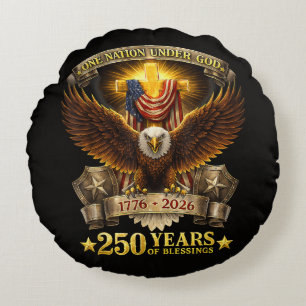 One Nation Under God 250 Years Blessings Round Cushion