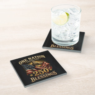 One Nation Under God 250 Years Glass Coaster