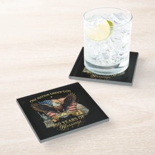 One Nation Under God 250 Years Glass Coaster