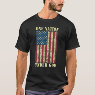 One Nation Under God  4th Of July Design Usa Flag T-Shirt