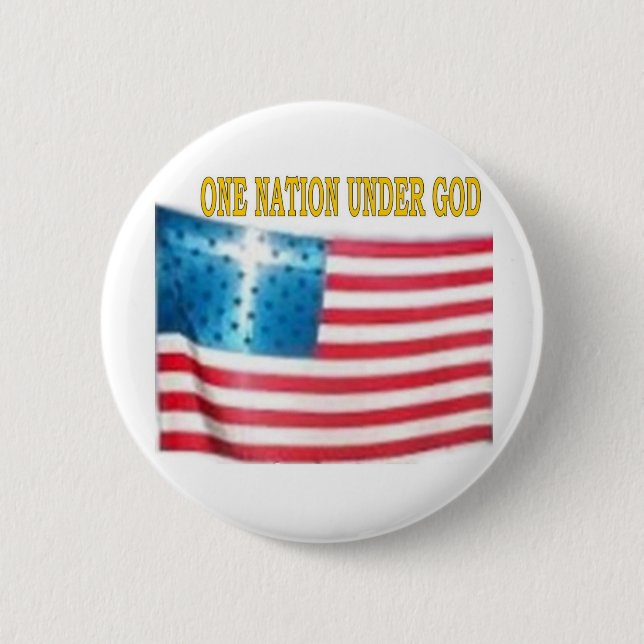 ONE NATION UNDER GOD 6 CM ROUND BADGE (Front)