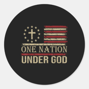 One Nation Under God America Pride Us Flag Jesus C Classic Round Sticker