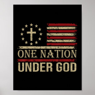 One Nation Under God America Pride Us Flag Jesus C Poster