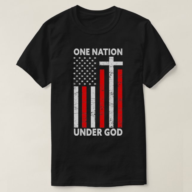 One Nation Under God American Faith USA Funny 4th  T-Shirt (Design Front)