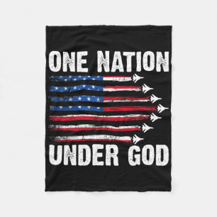 One Nation Under God American Flag 4th Of July Fig Fleece Blanket