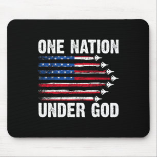 One Nation Under God American Flag 4th Of July Fig Mouse Pad