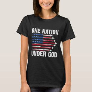 One Nation Under God American Flag 4th Of July Fig T-Shirt