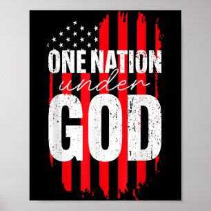 One Nation Under God American Flag Christian Jesus Poster