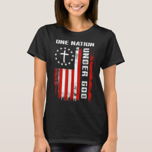One Nation Under God American Flag Cross 4th Of Ju T-Shirt