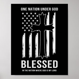 One Nation Under God American Flag Quote Poster