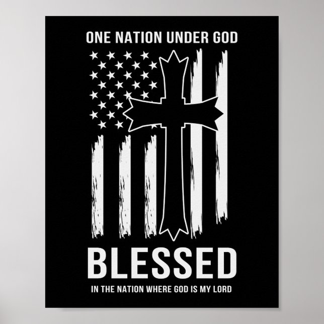 One Nation Under God American Flag Quote Poster (Front)