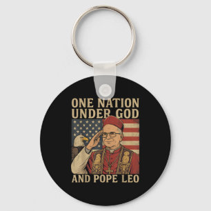 One Nation Under God And Pope Leo Usa Patriotic Ju Key Ring