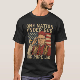 One Nation Under God And Pope Leo Usa Patriotic Ju T-Shirt
