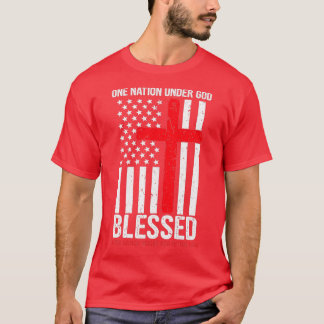 One Nation Under God Blessed Patriotic American Fl T-Shirt