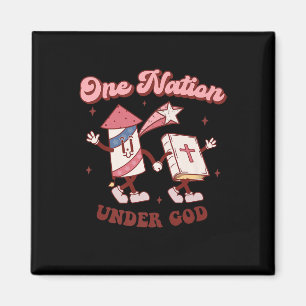 One Nation Under God Christian 4th July American G Magnet