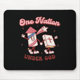 One Nation Under God Christian 4th July American G Mouse Pad