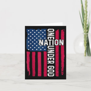 One Nation Under God Christian Cross Usa Flag 4th Card