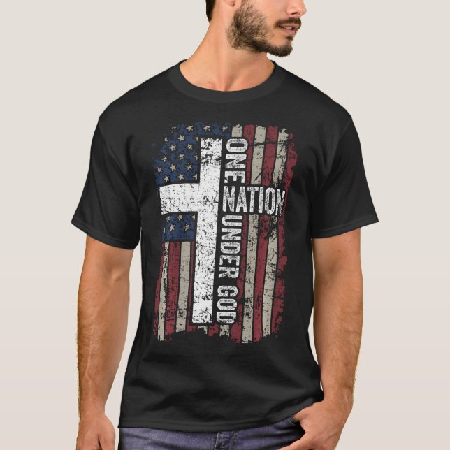 One Nation Under God - Christian Worship Usa T-Shirt (Front)