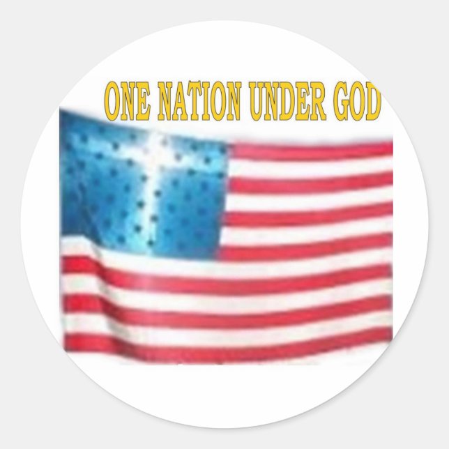 ONE NATION UNDER GOD CLASSIC ROUND STICKER (Front)