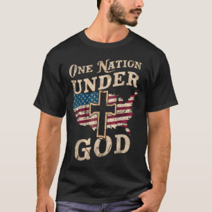 One Nation Under God Cross American Flag T-Shirt