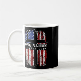 One Nation Under God Cross Usa Flag 4th Of July Pa Coffee Mug