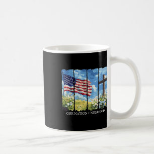 One Nation Under God Cross Usa Flag Faith Christia Coffee Mug