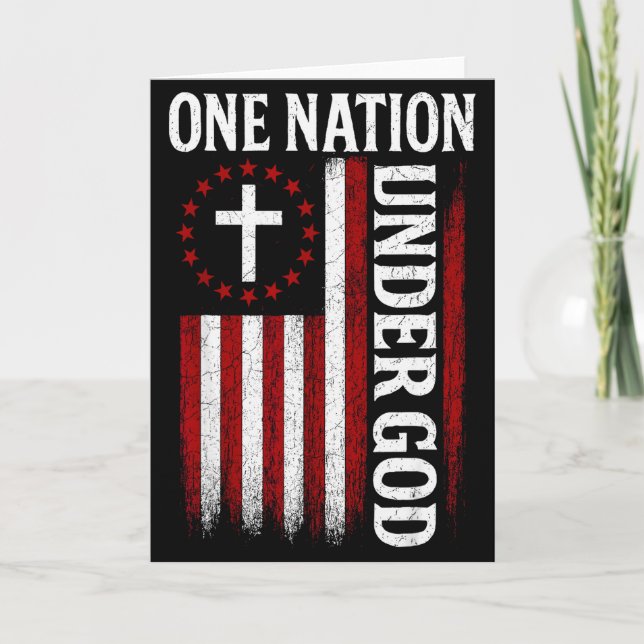 One Nation Under God Flag 4th Of July Patriotic Ch Card (Front)