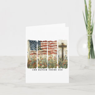 One Nation Under God Flag 4th Of July Patriotic Ch Card