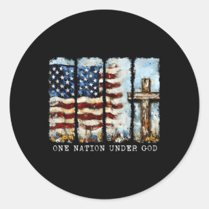 One Nation Under God Flag 4th Of July Patriotic Ch Classic Round Sticker