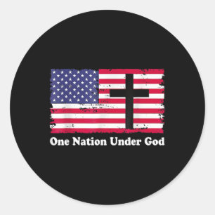 One Nation Under God Flag 4th Of July Patriotic Ch Classic Round Sticker