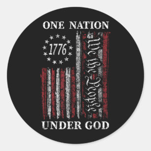 One Nation Under God Flag 4th Of July Patriotic Ch Classic Round Sticker