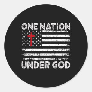 One Nation Under God Flag 4th Of July Patriotic Ch Classic Round Sticker