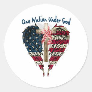 One Nation Under God Flag 4th Of July Patriotic Ch Classic Round Sticker