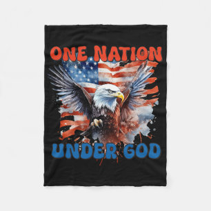 One Nation Under God Flag 4th Of July Patriotic Ch Fleece Blanket