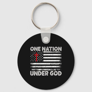 One Nation Under God Flag 4th Of July Patriotic Ch Key Ring