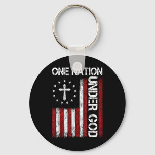 One Nation Under God Flag 4th Of July Patriotic Ch Key Ring