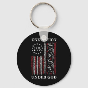 One Nation Under God Flag 4th Of July Patriotic Ch Key Ring