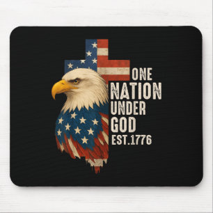 One Nation Under God Flag 4th Of July Patriotic Ch Mouse Pad