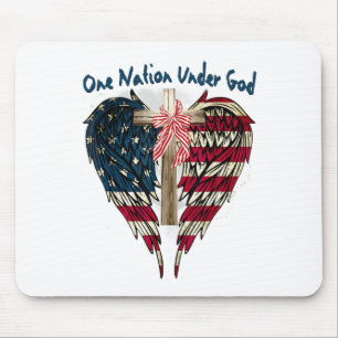 One Nation Under God Flag 4th Of July Patriotic Ch Mouse Pad