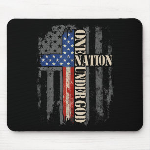 One Nation Under God Flag 4th Of July Patriotic Ch Mouse Pad