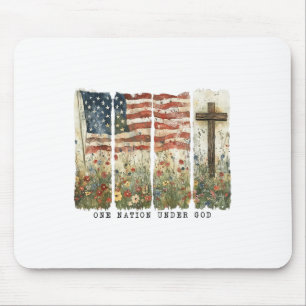One Nation Under God Flag 4th Of July Patriotic Ch Mouse Pad